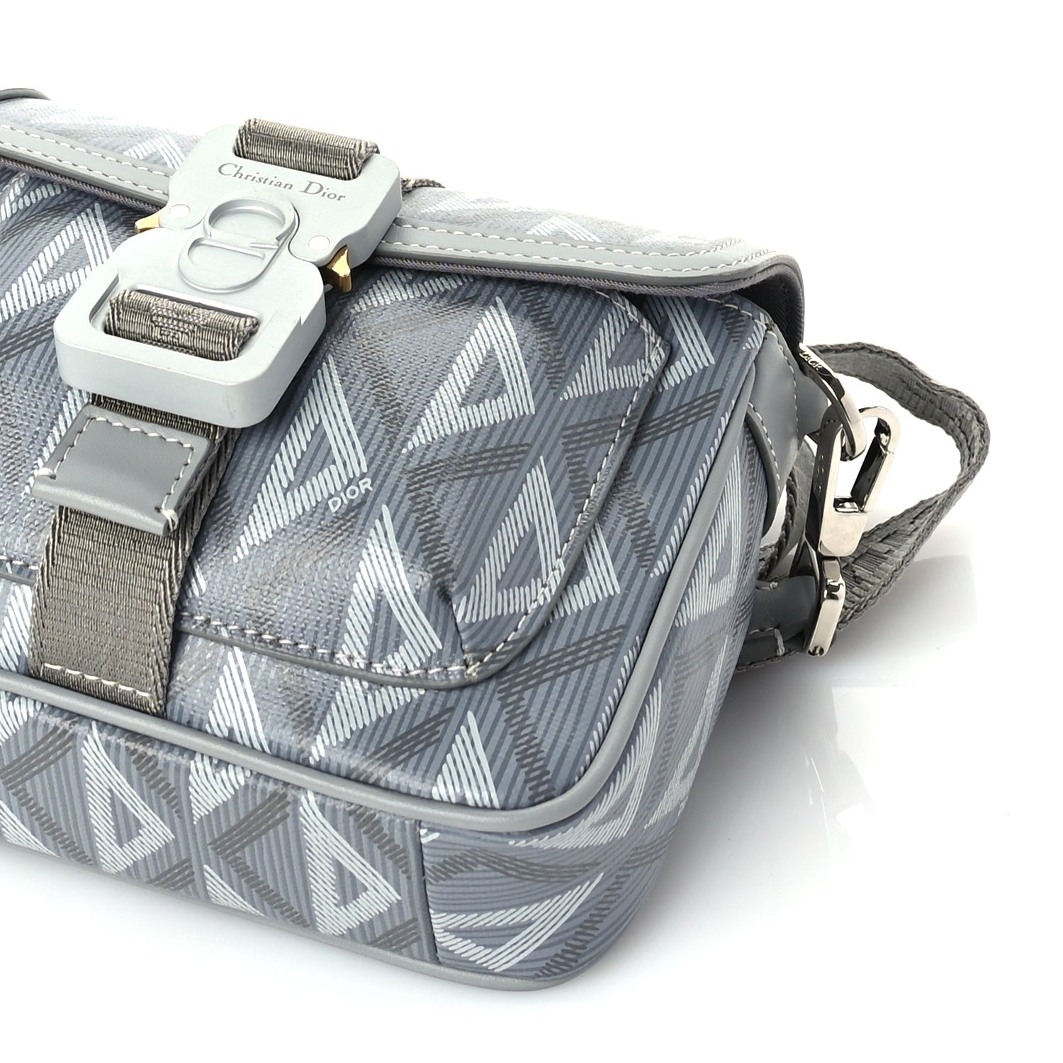 Christian Dior Coated Canvas CD Diamond Mini Hit The Road Bag Grey 8 of 8