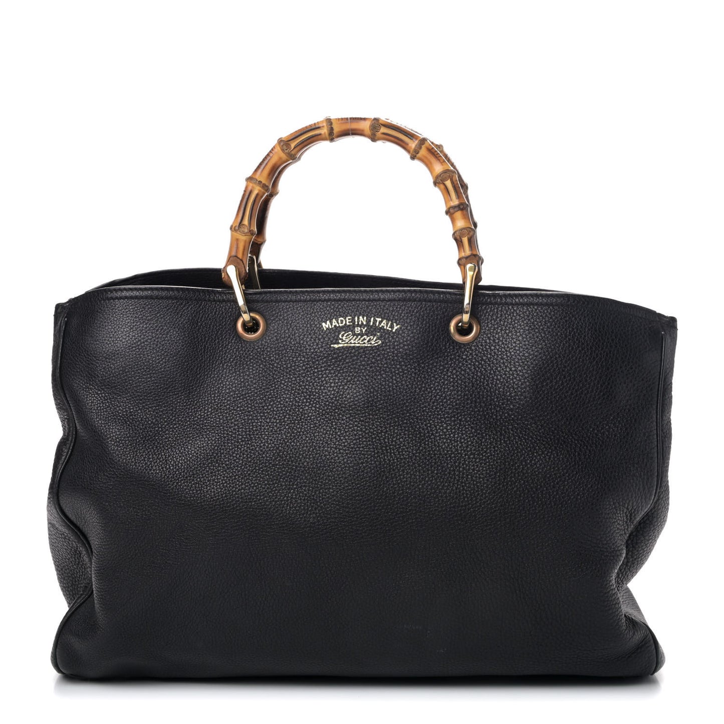 Calfskin Large Bamboo Shopper Tote Black
