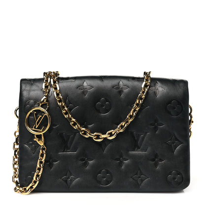 Louis Vuitton Lambskin Embossed Monogram Pochette Coussin Black 1 of 10