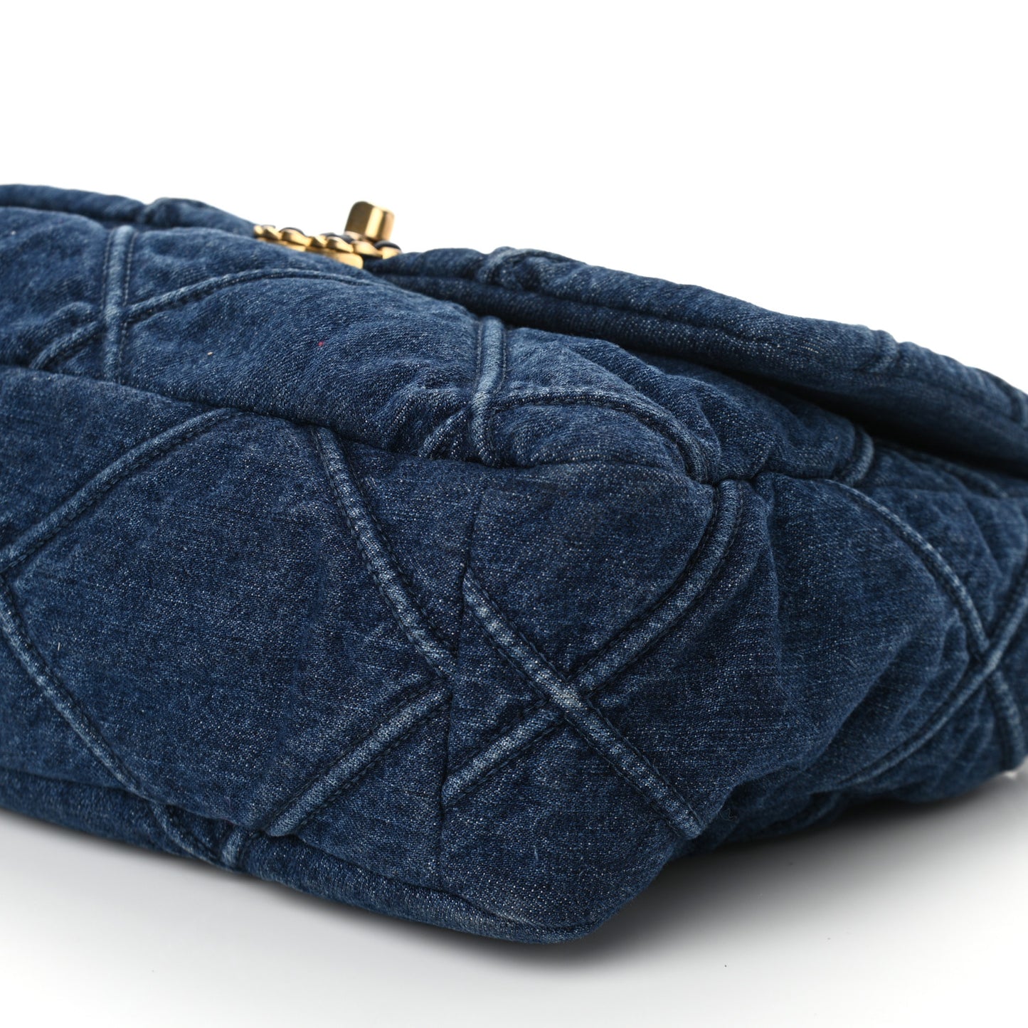 Denim Quilted Large Chanel 19 Flap Blue