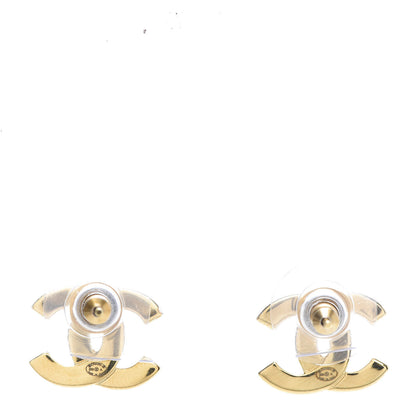 Chanel Metal CC Paris Button Stud Earrings Gold 4 of 5