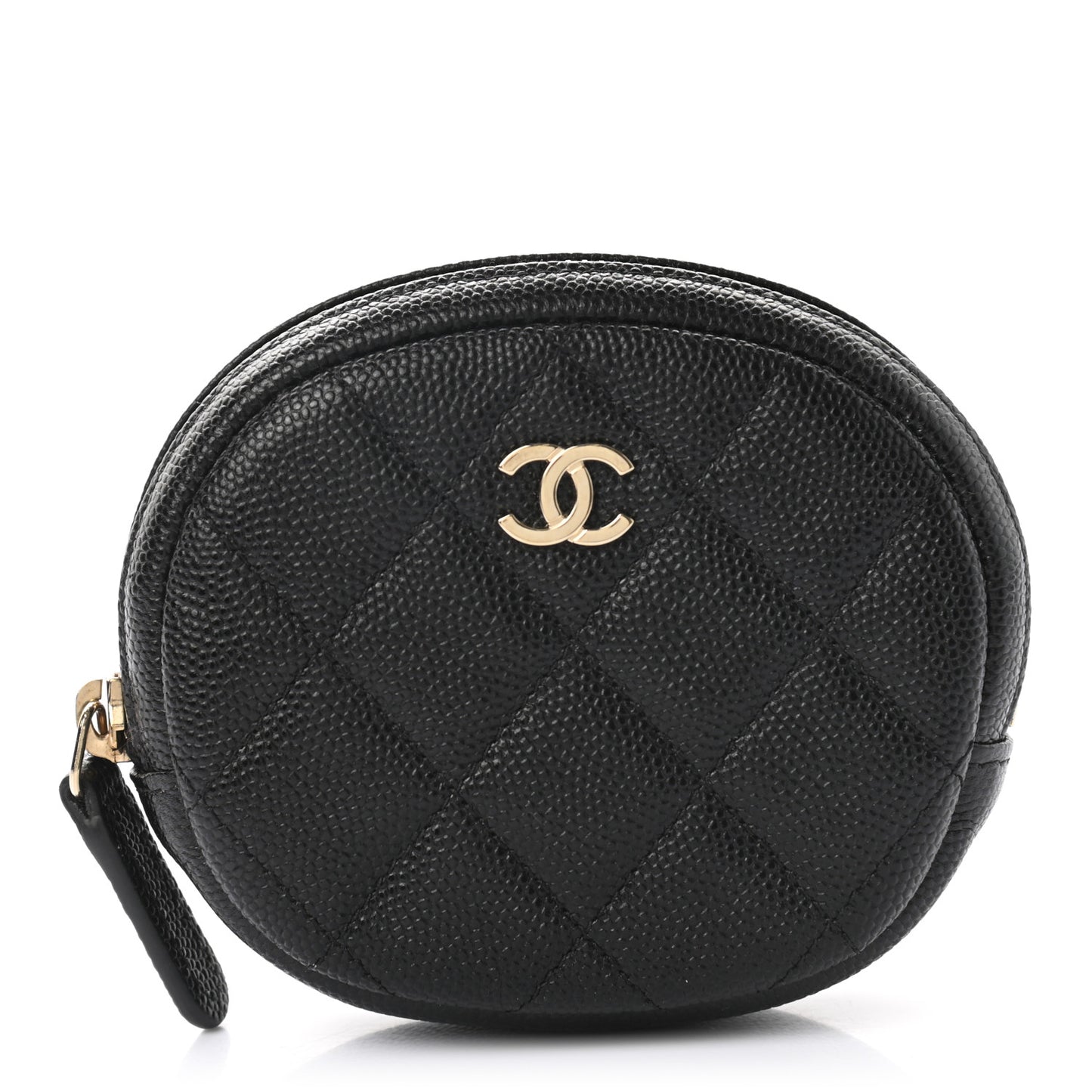 Caviar Quilted Zip Around Classic Coin Purse Black