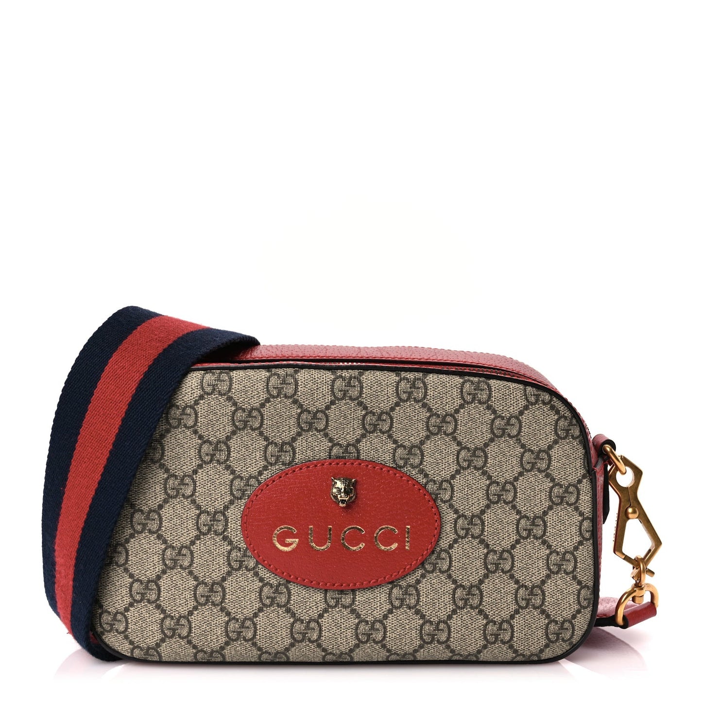 GG Supreme Monogram Web Neo Vintage Shoulder Bag Beige Red