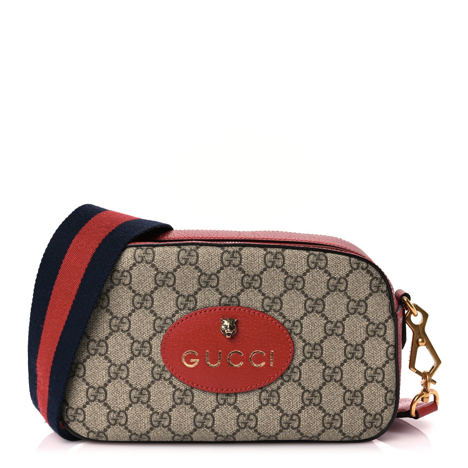 Gucci GG Supreme Monogram Web Neo Vintage Shoulder Bag Beige Red 1 of 10