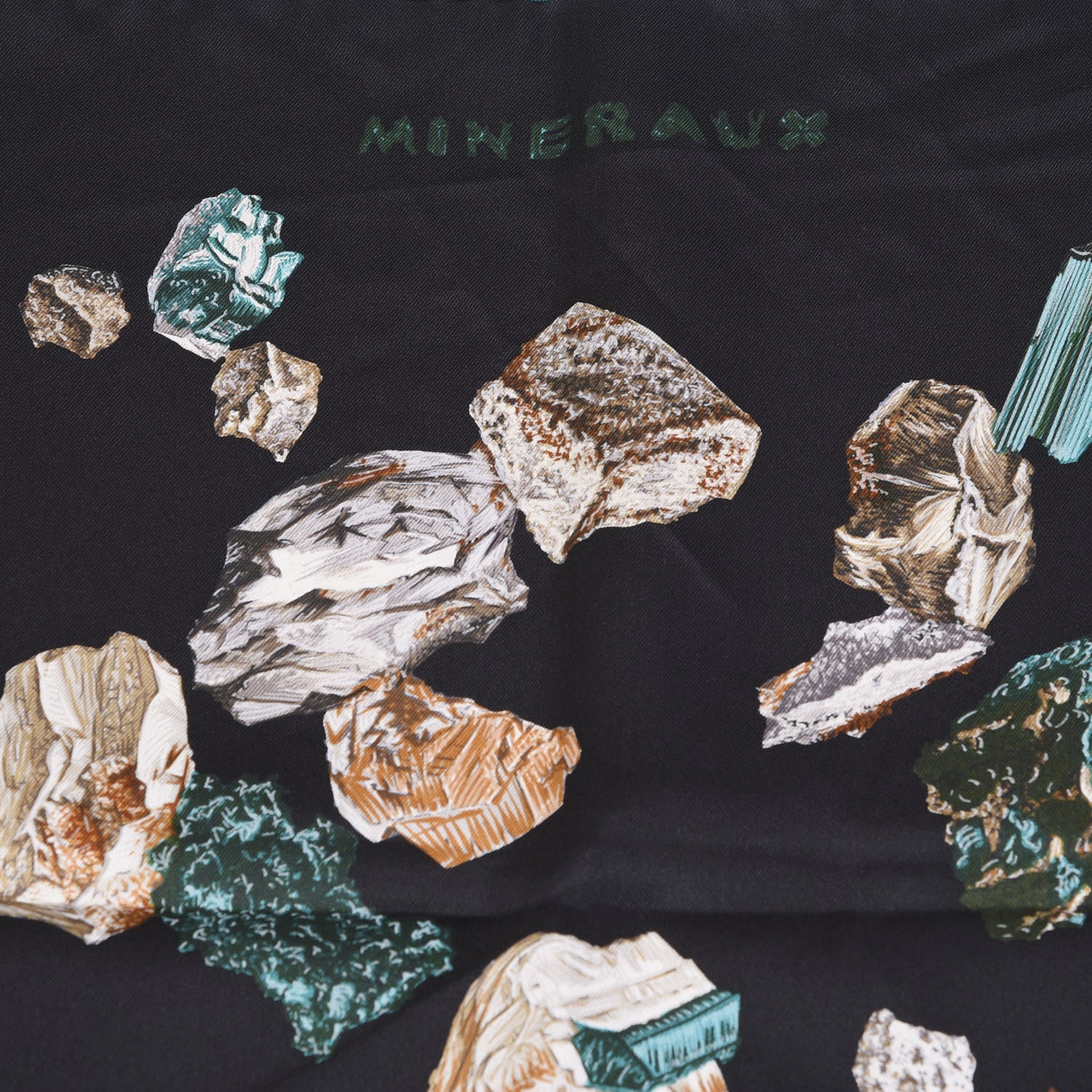 Hermes Silk Mineraux Scarf 90 Black Turquoise Beige 4 of 6