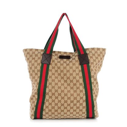 Gucci GG Monogram Medium Web Handle Vertical Tote Bag Dark Brown 1 of 7