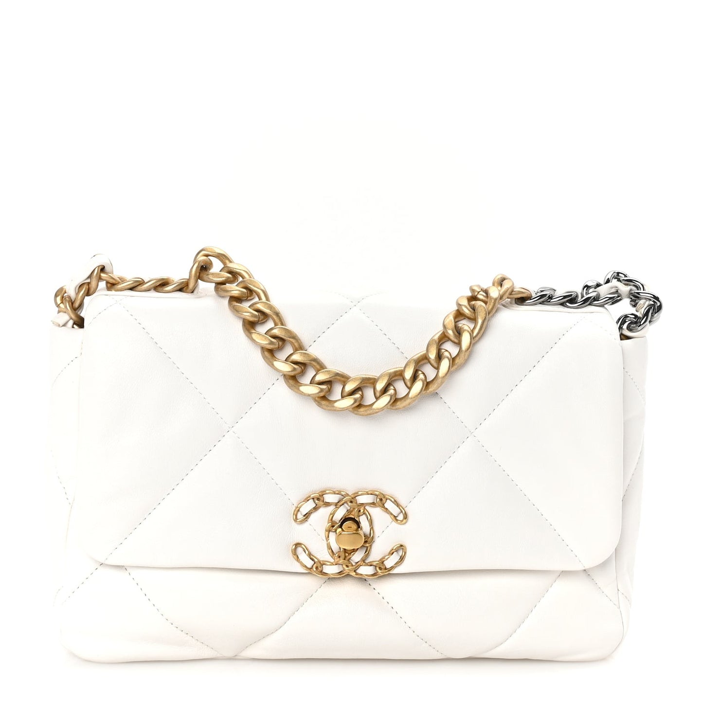 Lambskin Quilted Medium  19 Flap White
