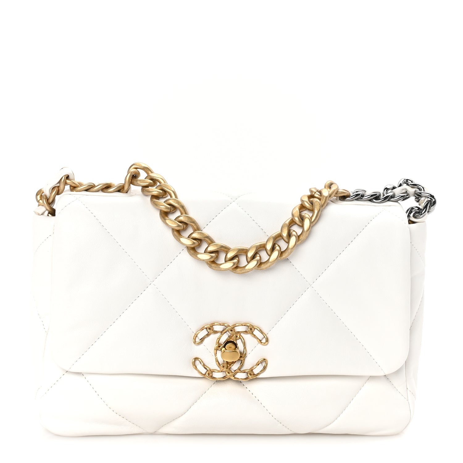 Chanel Lambskin Quilted Medium  19 Flap White 1 of 9