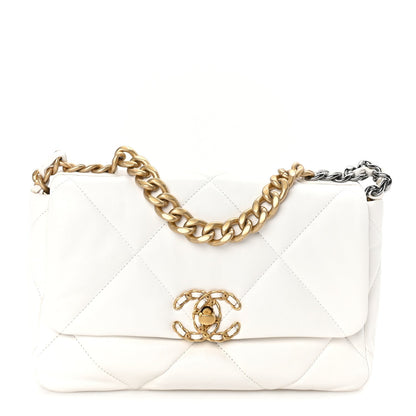 Chanel Lambskin Quilted Medium  19 Flap White 1 of 9