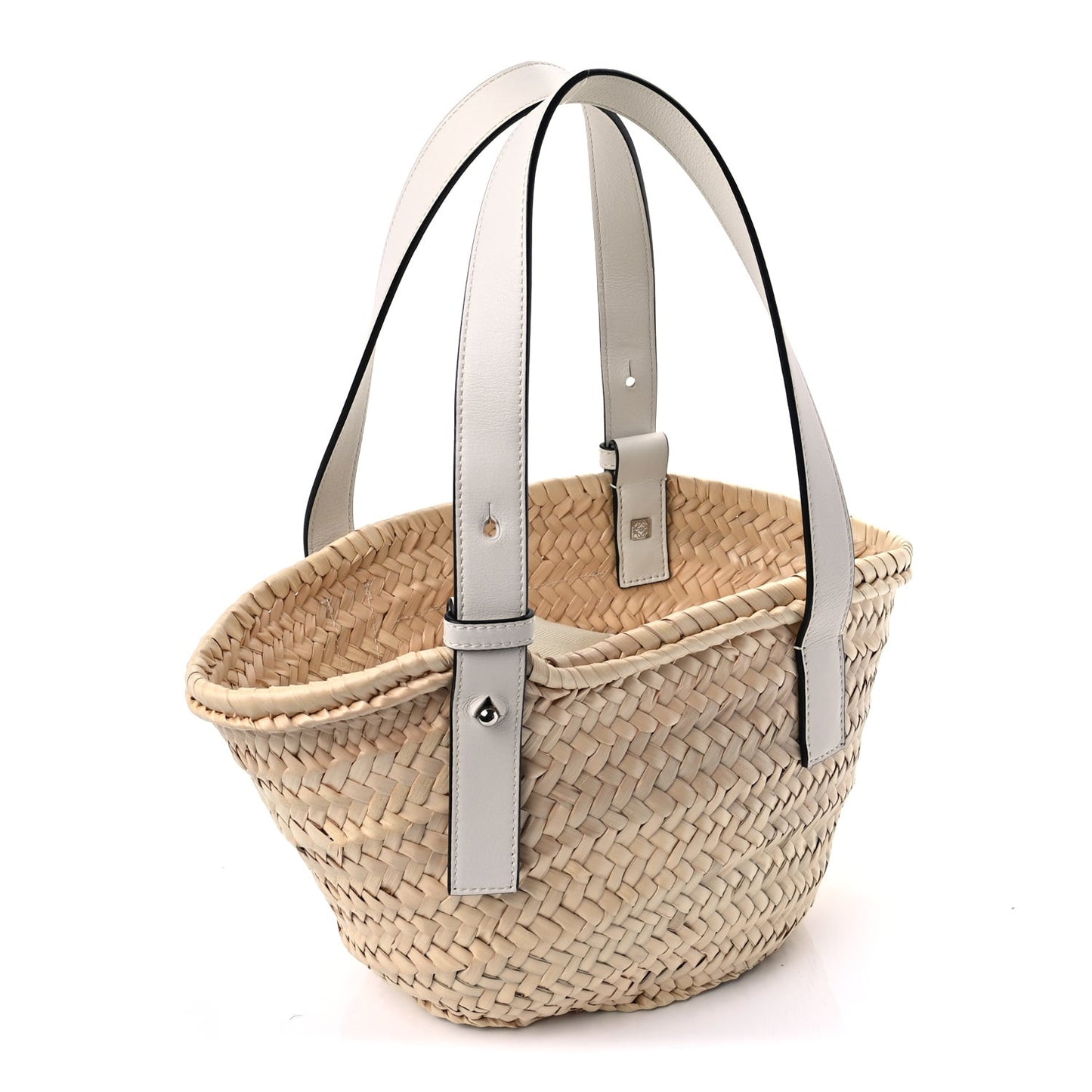 Raffia Mini Basket Tote Bag Natural White