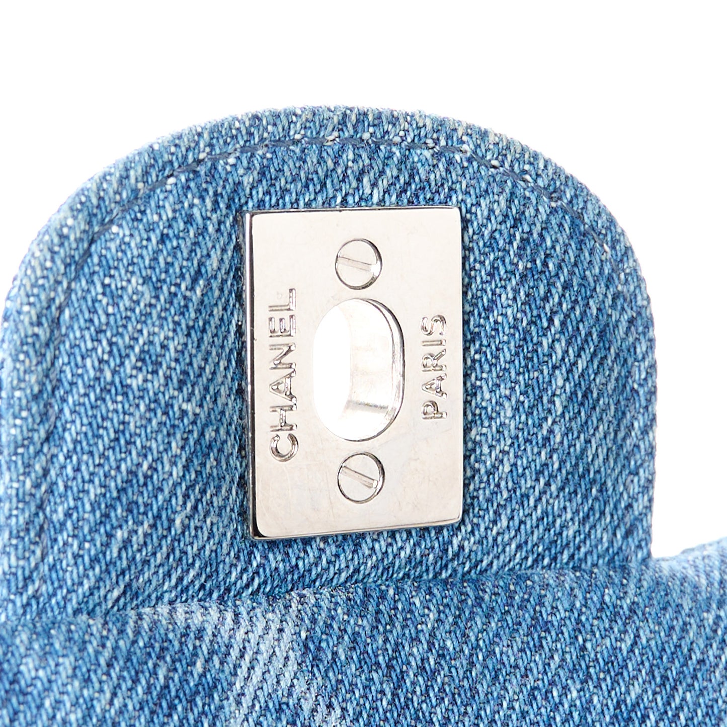 Denim CC Quilted Mini Square Flap Blue