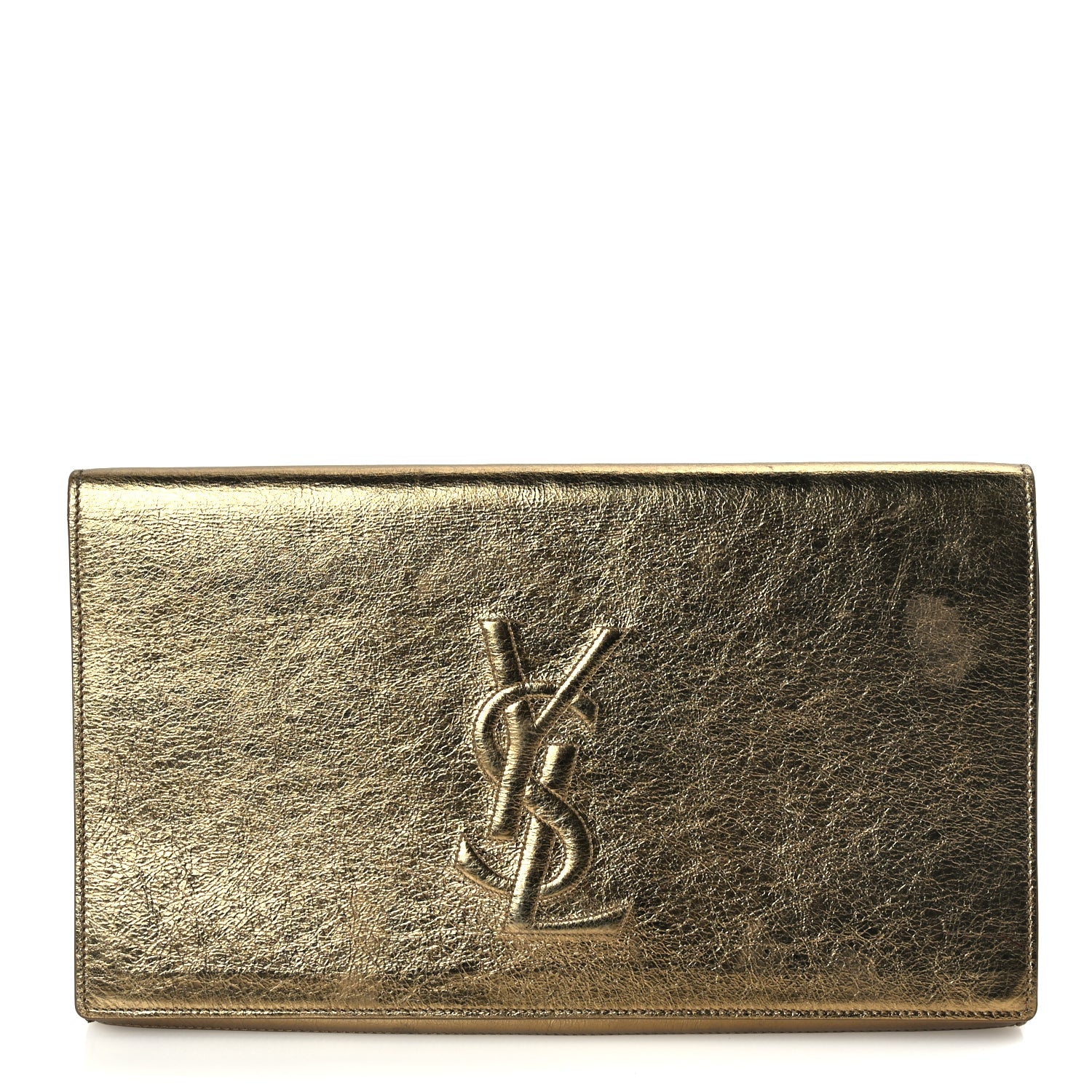 Saint Laurent Metallic Calfskin Monogram Large Belle De Jour Clutch Gold 1 of 7