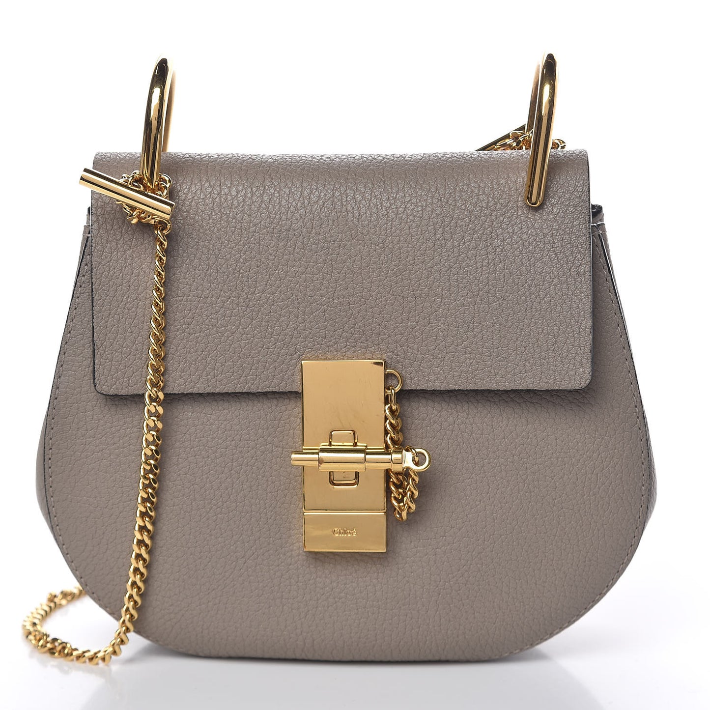 Grained Lambskin Mini Drew Shoulder Bag Motty Grey