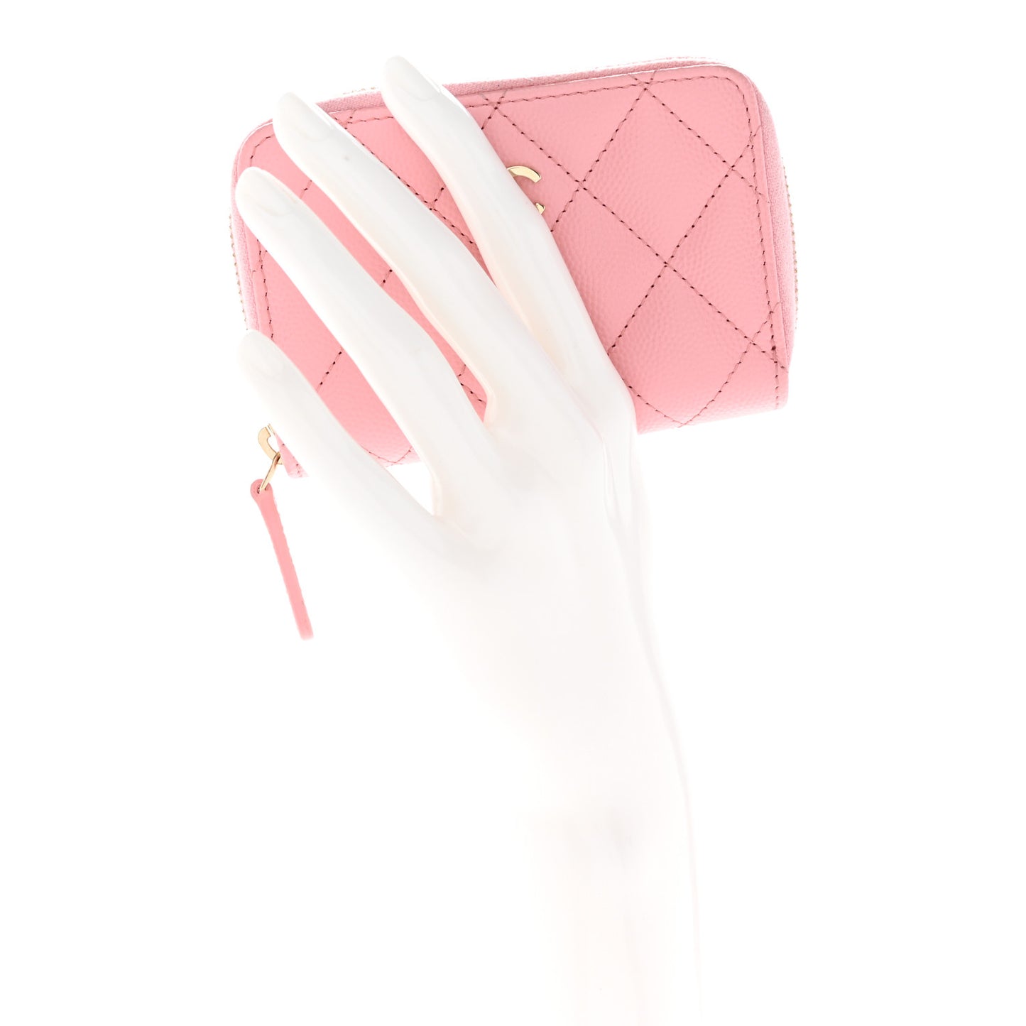 Caviar Quilted Zip Coin Purse Pink