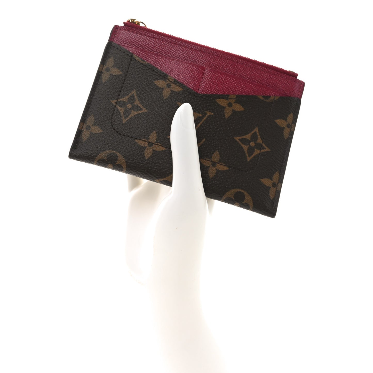 Monogram Zipped Card Holder Fuchsia