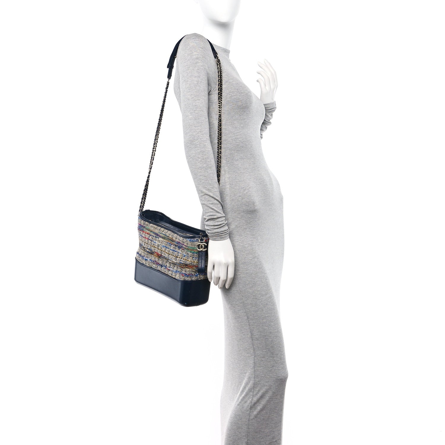 Chanel Tweed Calfskin Medium Gabrielle Hobo Blue 2 of 12