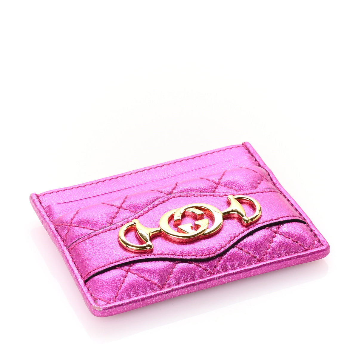 Gucci Laminated Nappa Trapuntata Zumi Card Holder Fuxia 4 of 7