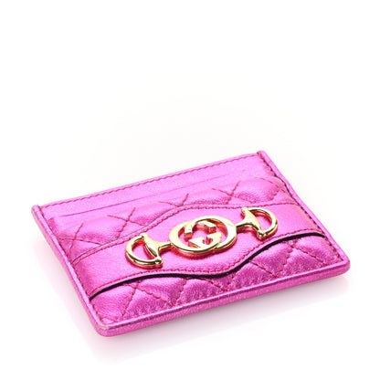 Gucci Laminated Nappa Trapuntata Zumi Card Holder Fuxia 4 of 7