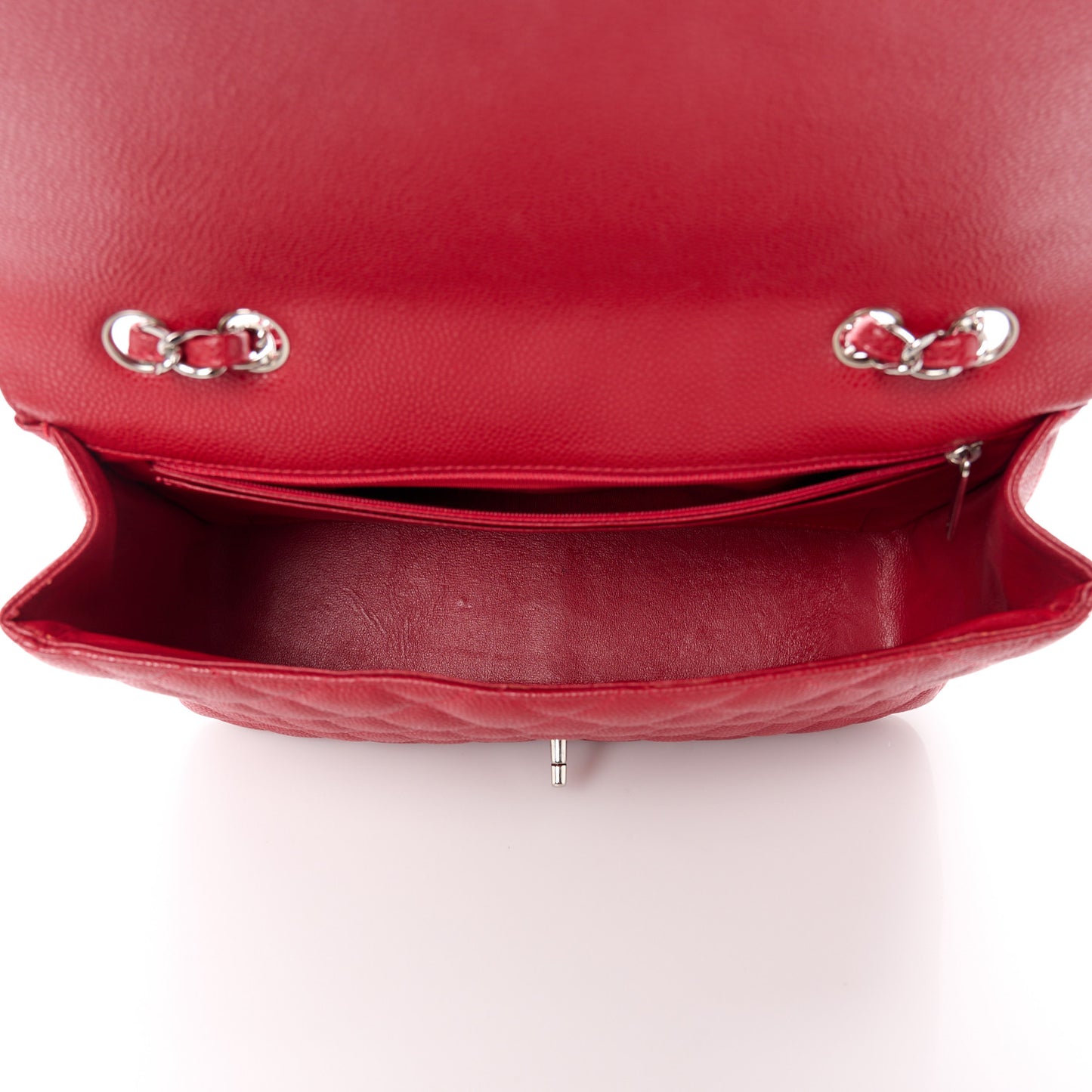 Caviar Quilted Jumbo Single Flap Red