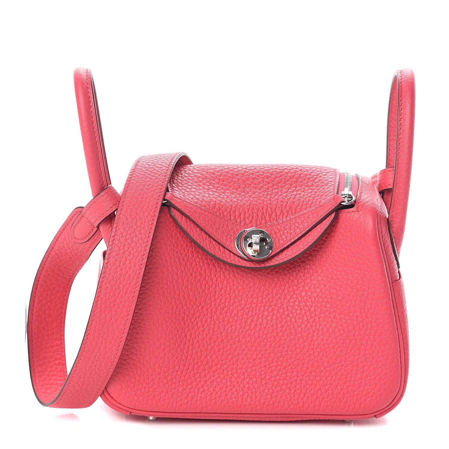 Hermes Taurillon Clemence Mini Lindy 20 Rose Extreme 1 of 8