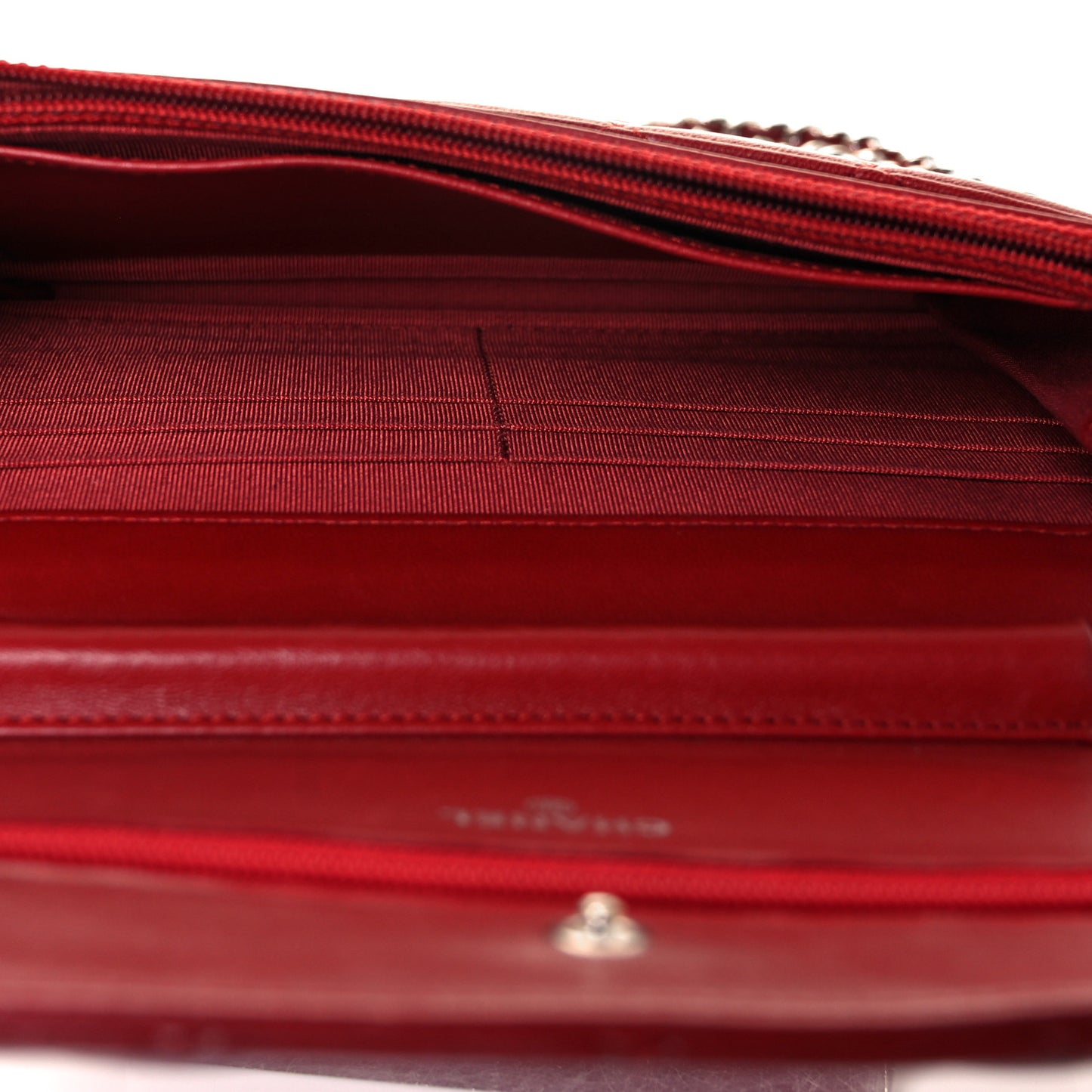 Lambskin Quilted Wallet On Chain WOC Red