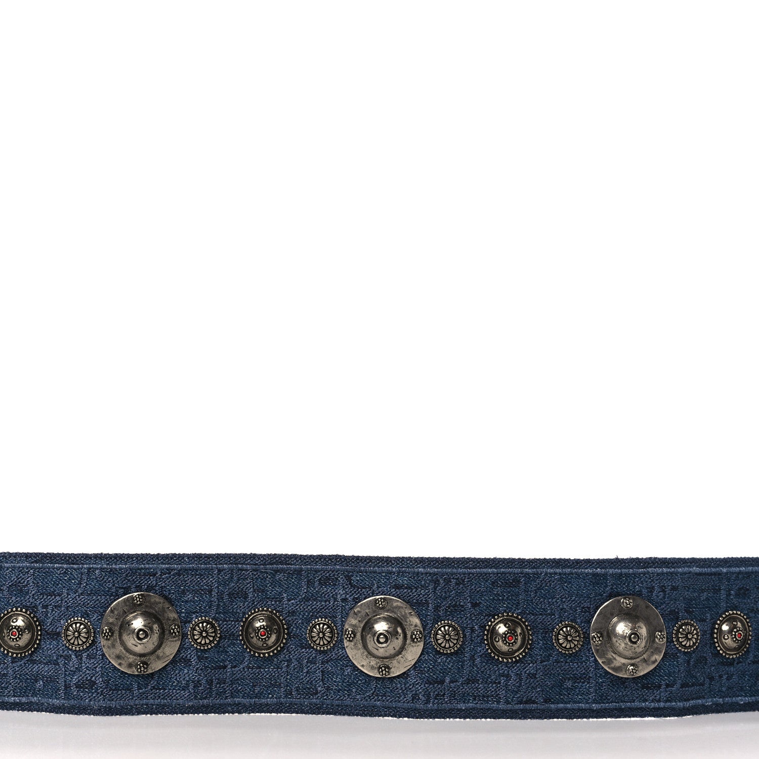 Christian Dior Oblique Denim Studded Shoulder Strap Blue 4 of 4