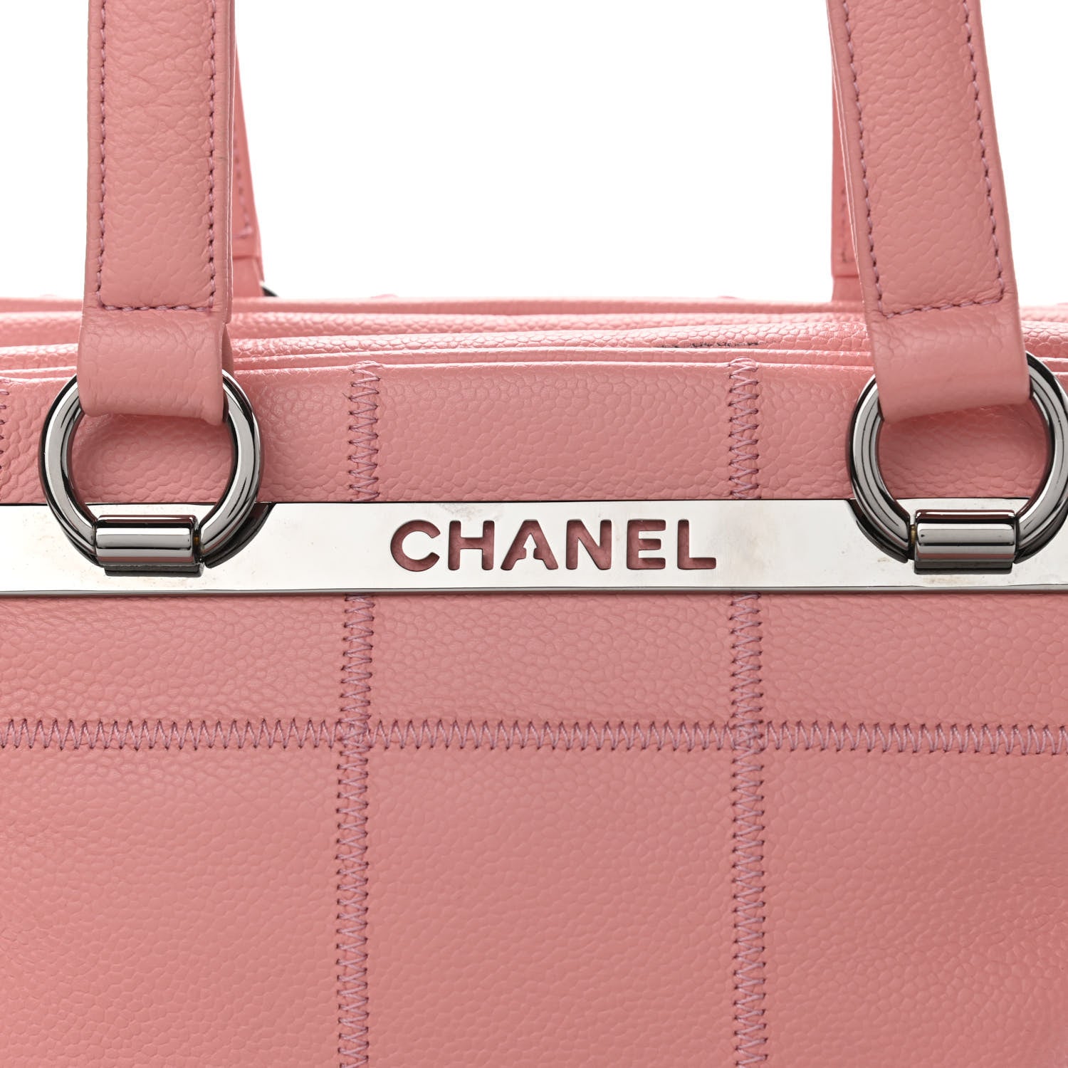 Chanel Caviar Square Stitched Bowler Pink 7 of 9