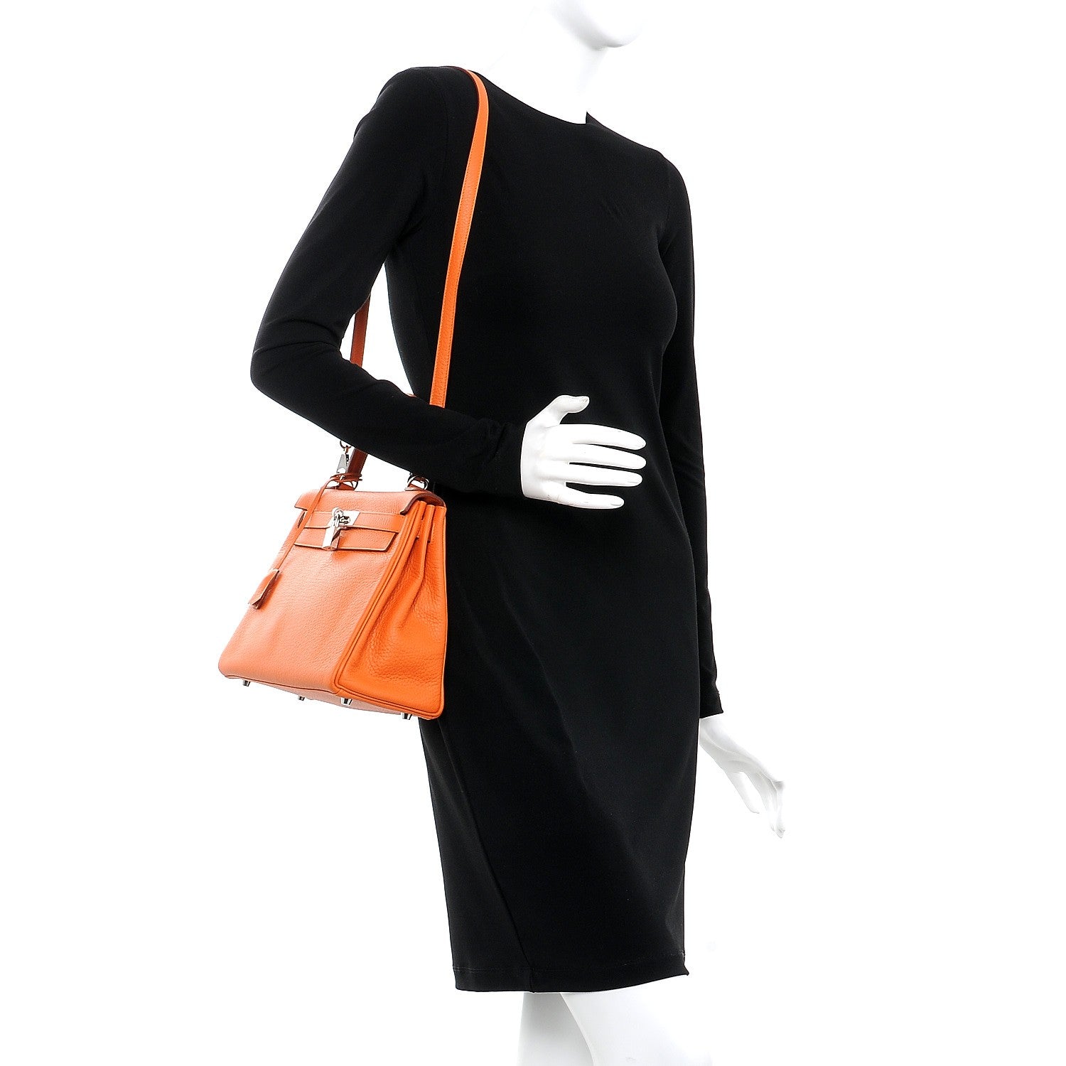 Hermes Taurillon Clemence Kelly Retourne 28 Orange 2 of 35