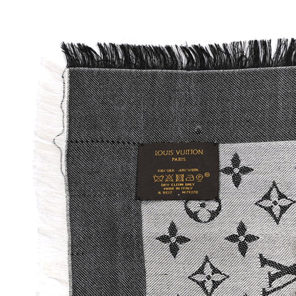 Louis Vuitton Silk Wool Monogram Denim Shawl Black 2 of 3