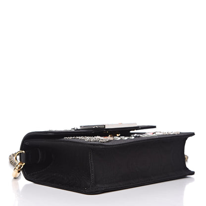 Gucci Grosgrain Crystal Embellished Square G Shoulder Bag Black 4 of 12