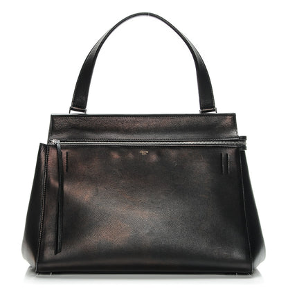 Celine Grained Calfskin Large Edge Shoulder Bag Black 1 of 6