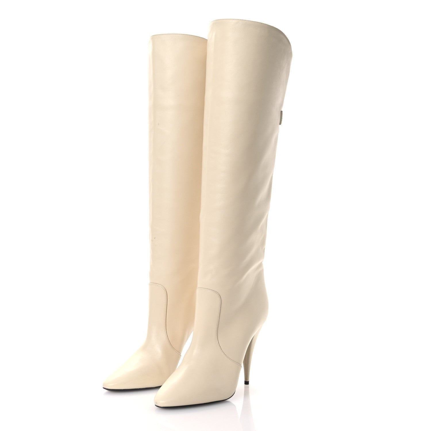 Saint Laurent Lambskin Koller 110 Tall Boots 40 Real Beige 4 of 7