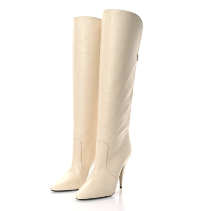 Saint Laurent Lambskin Koller 110 Tall Boots 40 Real Beige 4 of 7