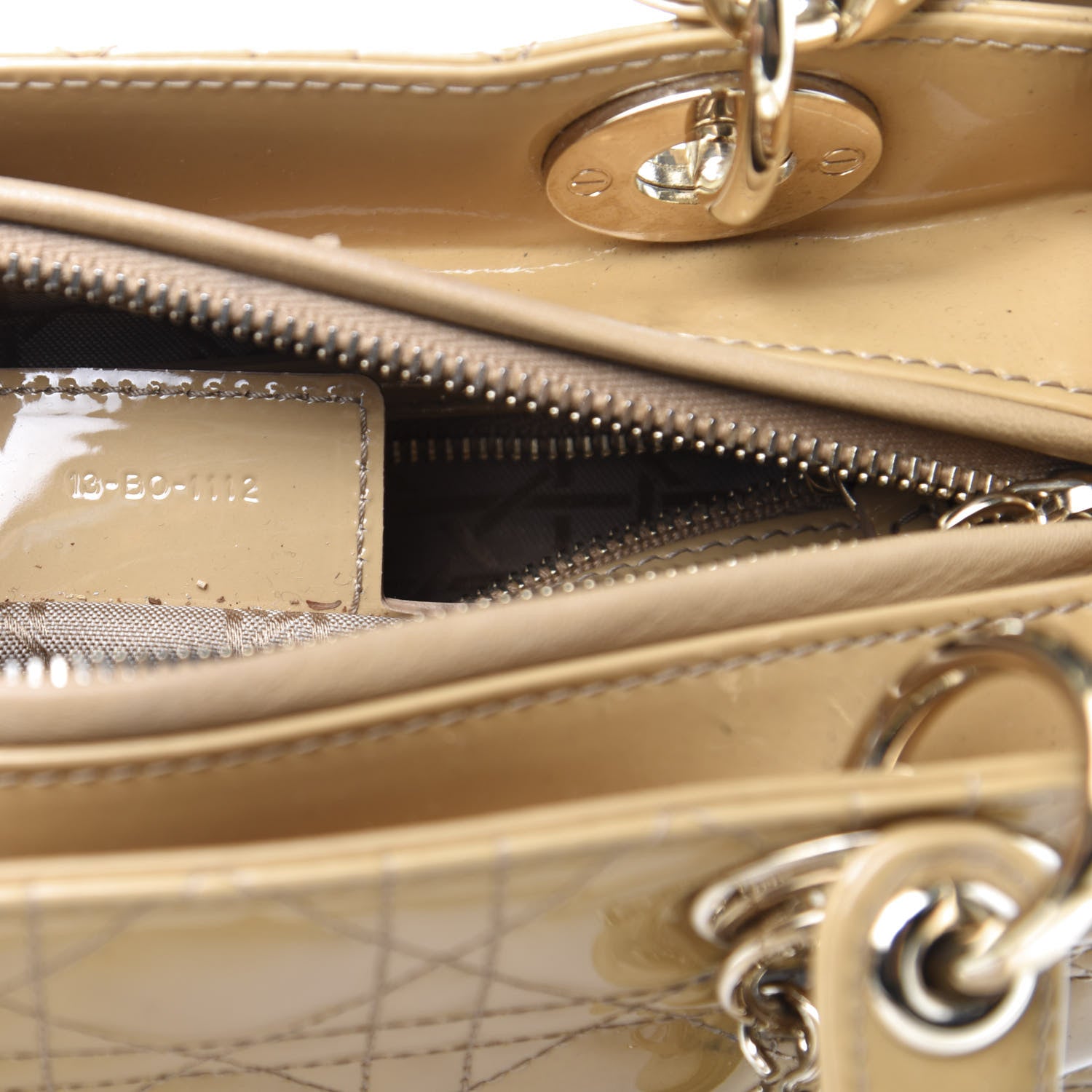 Christian Dior Patent Cannage Medium Lady Dior Beige 9 of 19