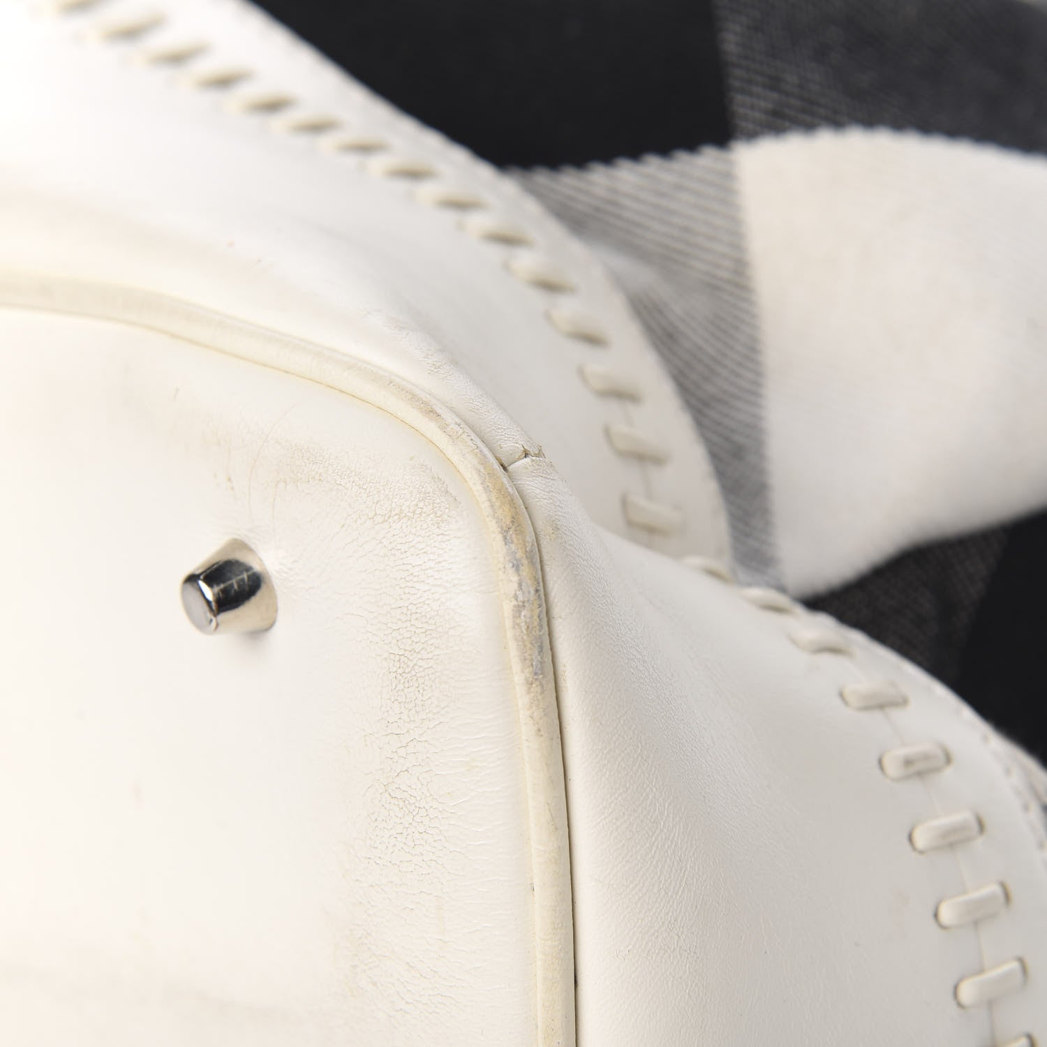 Burberry Canvas Mega Check Satchel White 10 of 11