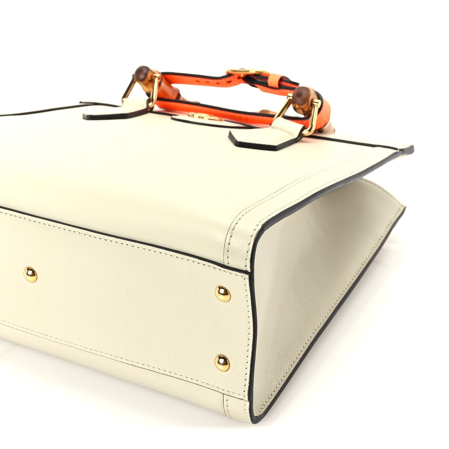 Gucci Wonka Grain Calfskin Medium Diana Tote Bag Mystic White Orange Fluo 9 of 9