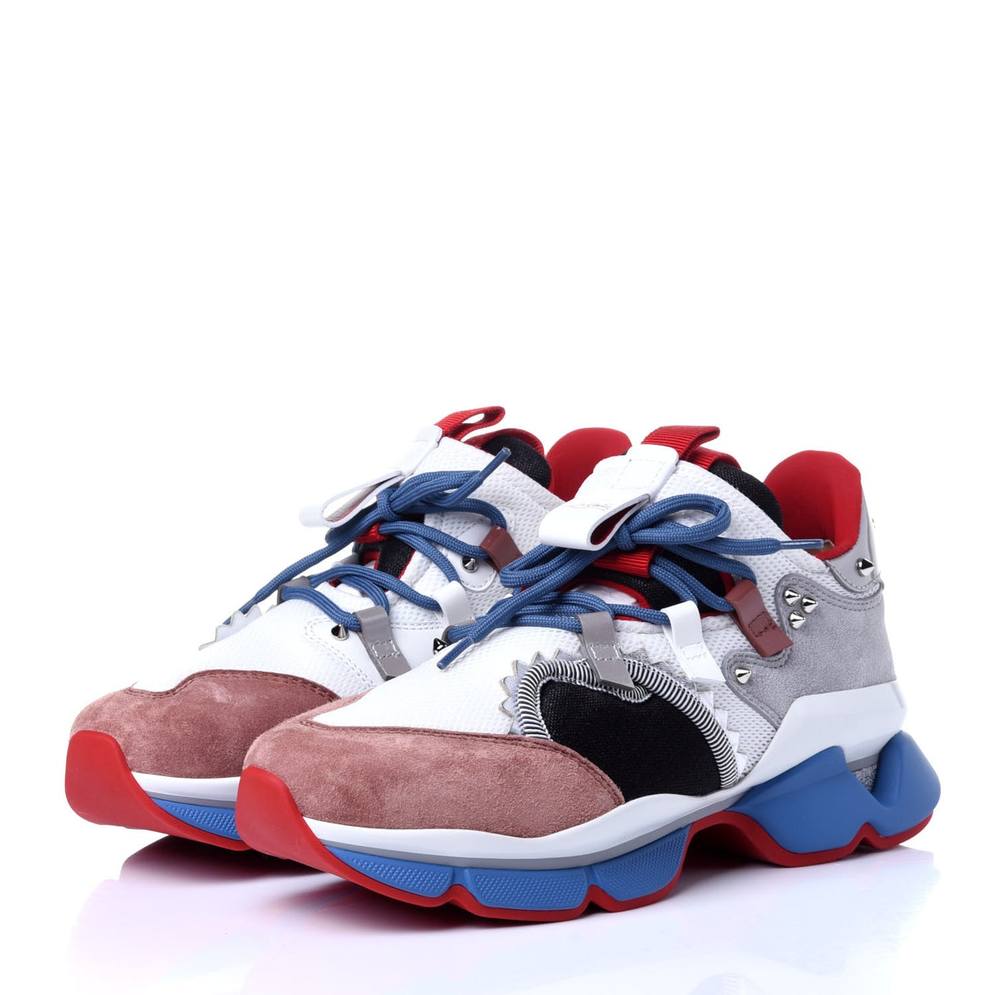 Mesh Suede Red Runner Flat Sneaker 40 Multicolor