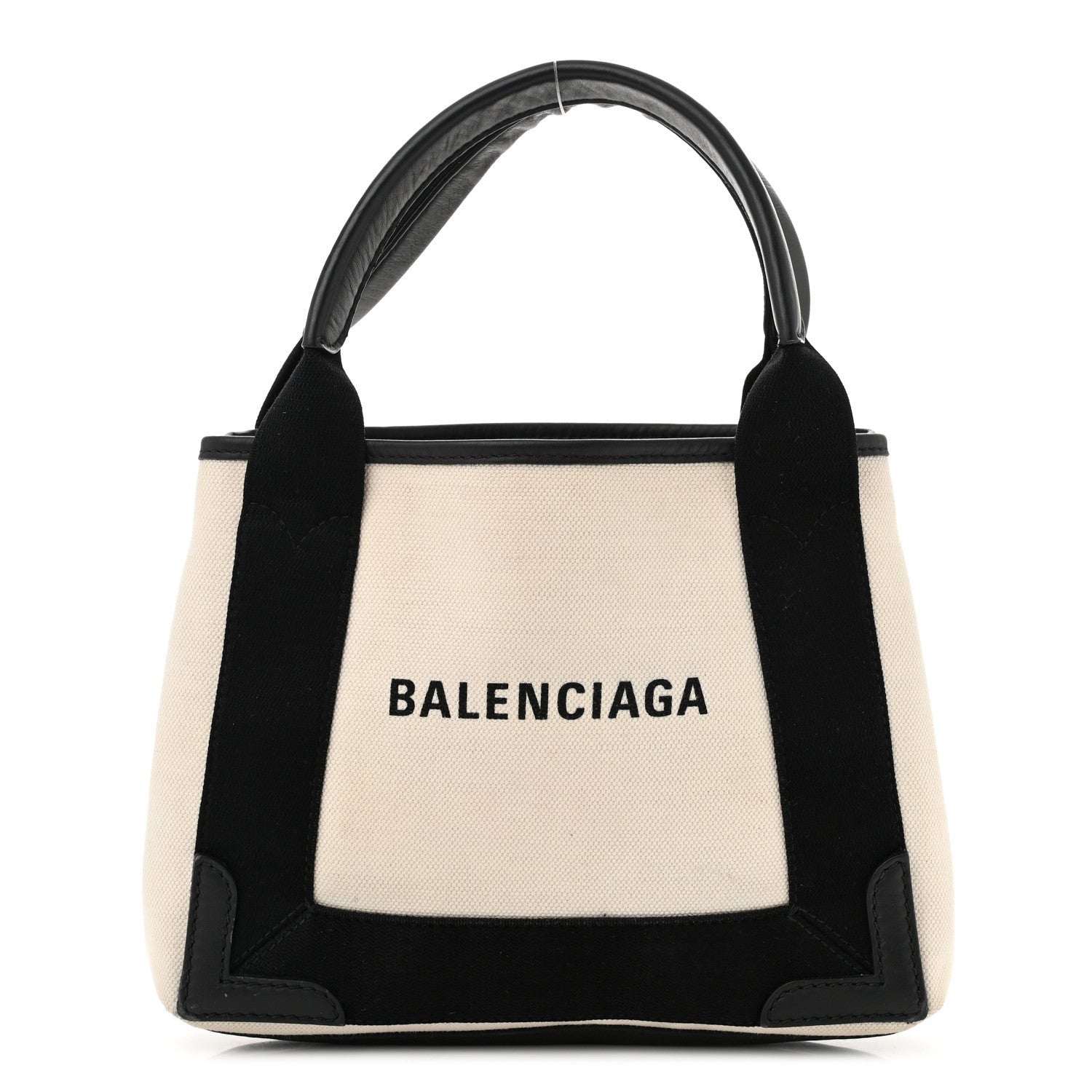 Balenciaga Cotton Canvas Calfskin Navy Cabas XS Natural Black 1 of 7