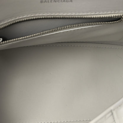 Balenciaga Shiny Calfskin Monochrome Crocodile Embossed Small Hourglass Top Handle Bag White 4 of 8