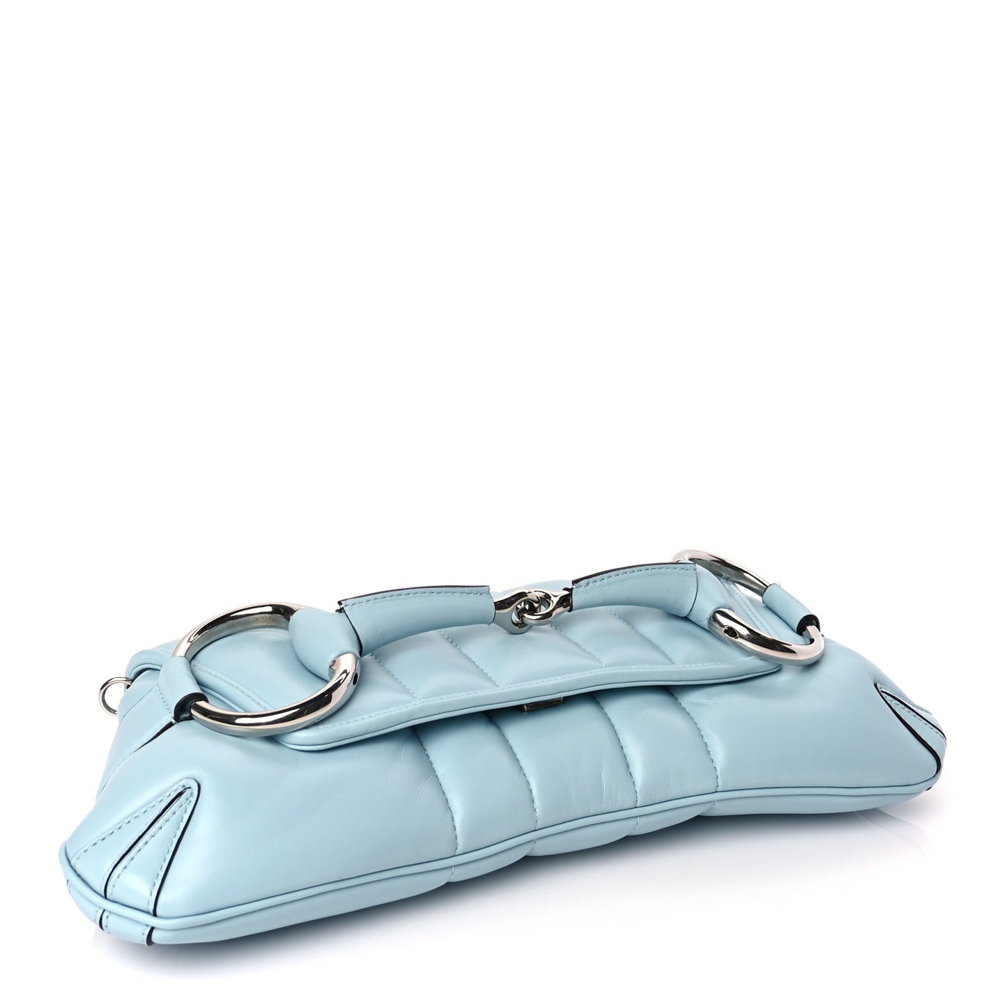 Nappa Vertical Matelasse Medium Maxi Horsebit Chain Shoulder Bag Crystal Snow