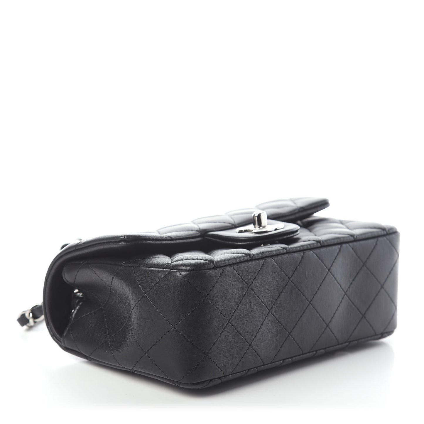 Lambskin Quilted Mini Rectangular Flap Black