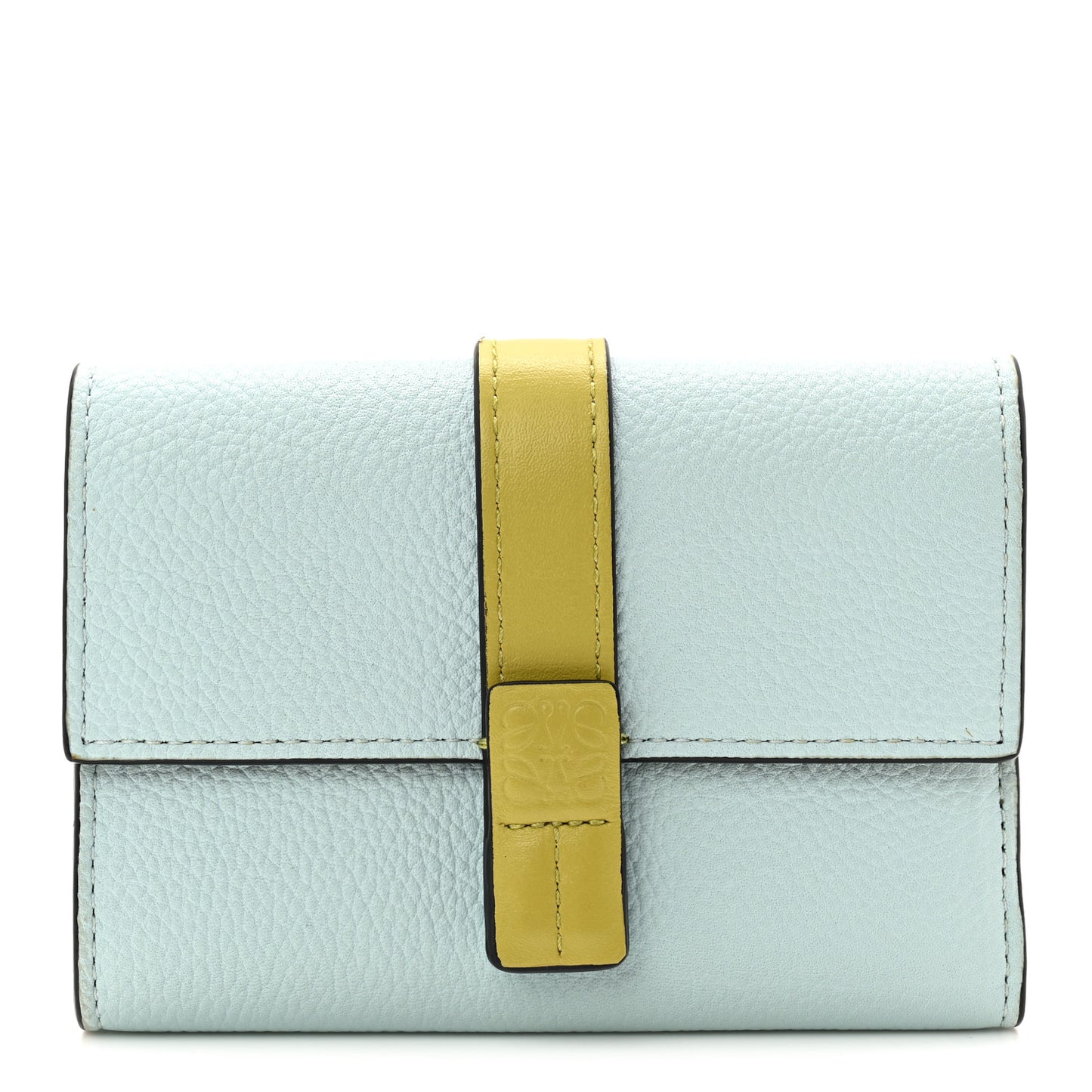 Grained Calfskin Small Vertical Wallet Iceberg Citronelle