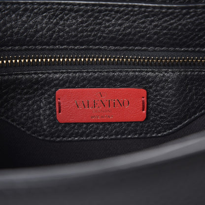Valentino Garavani Pebbled Calfskin Medium Rockstud Flap Saddle Bag Black 6 of 7