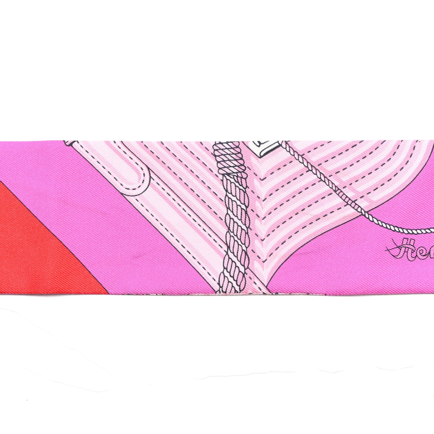 Silk Clic Clac Modern Cannage Twilly Fuchsia Rouge Rose