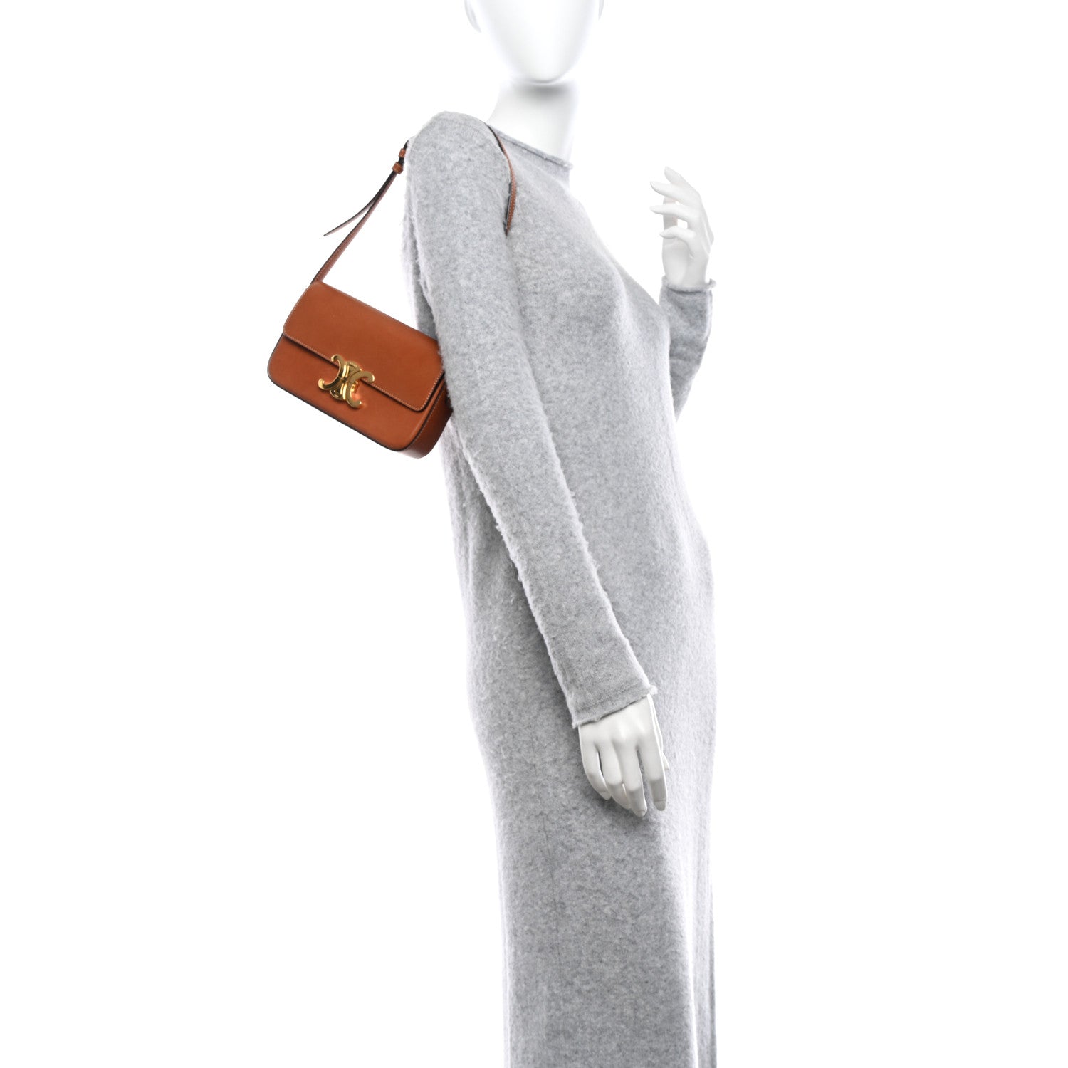 Celine Natural Calfskin Triomphe Shoulder Bag Tan 2 of 10