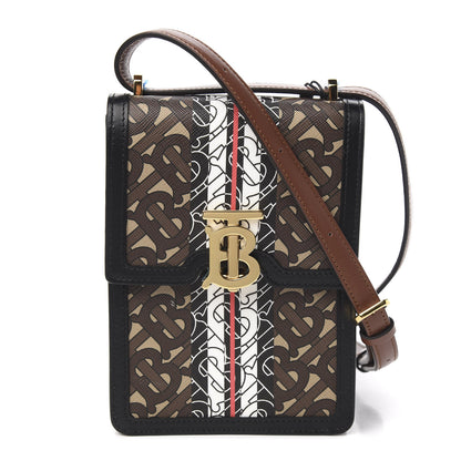 Burberry E-Canvas Monogram Stripe Robin Bag Bridle Brown 1 of 8