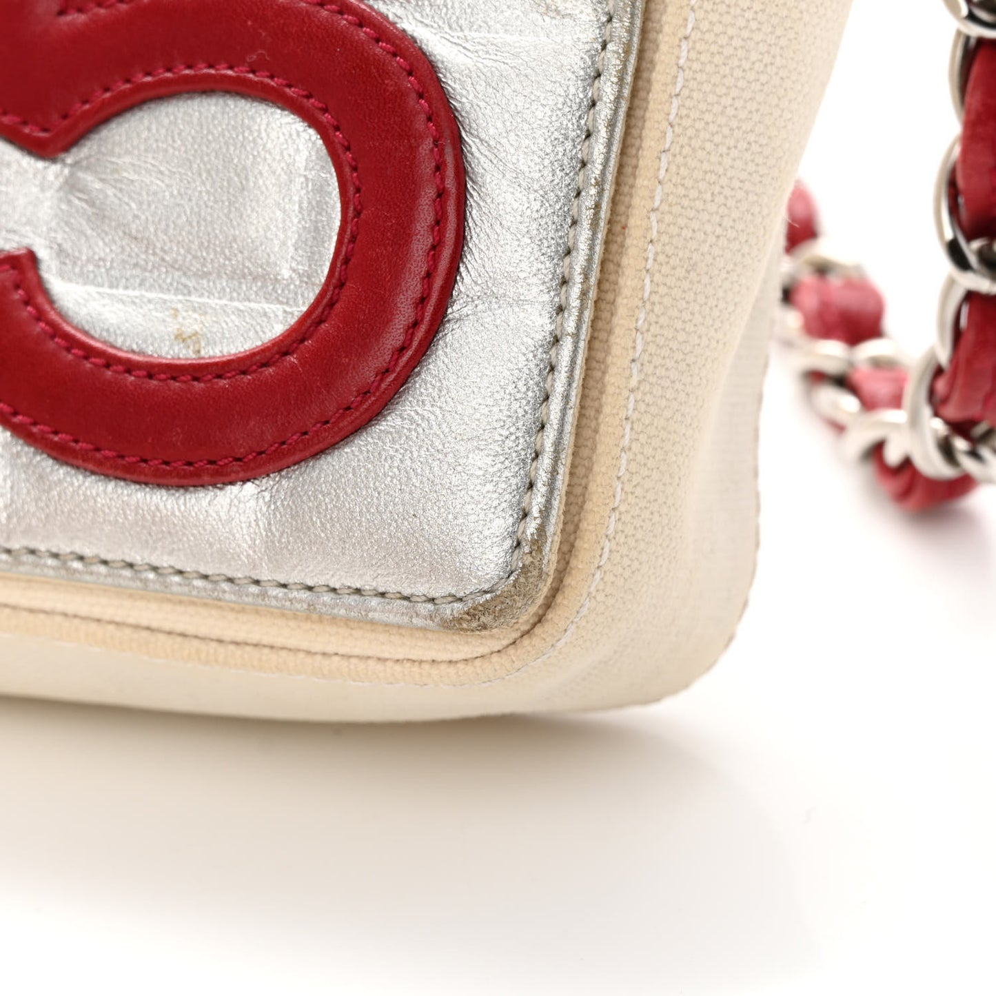 Canvas Metallic Lambskin Chocolate Bar N°5 Bag White