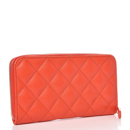 Chanel Iridescent Caviar Quilted Small Zip Around Wallet Orange 3 of 8