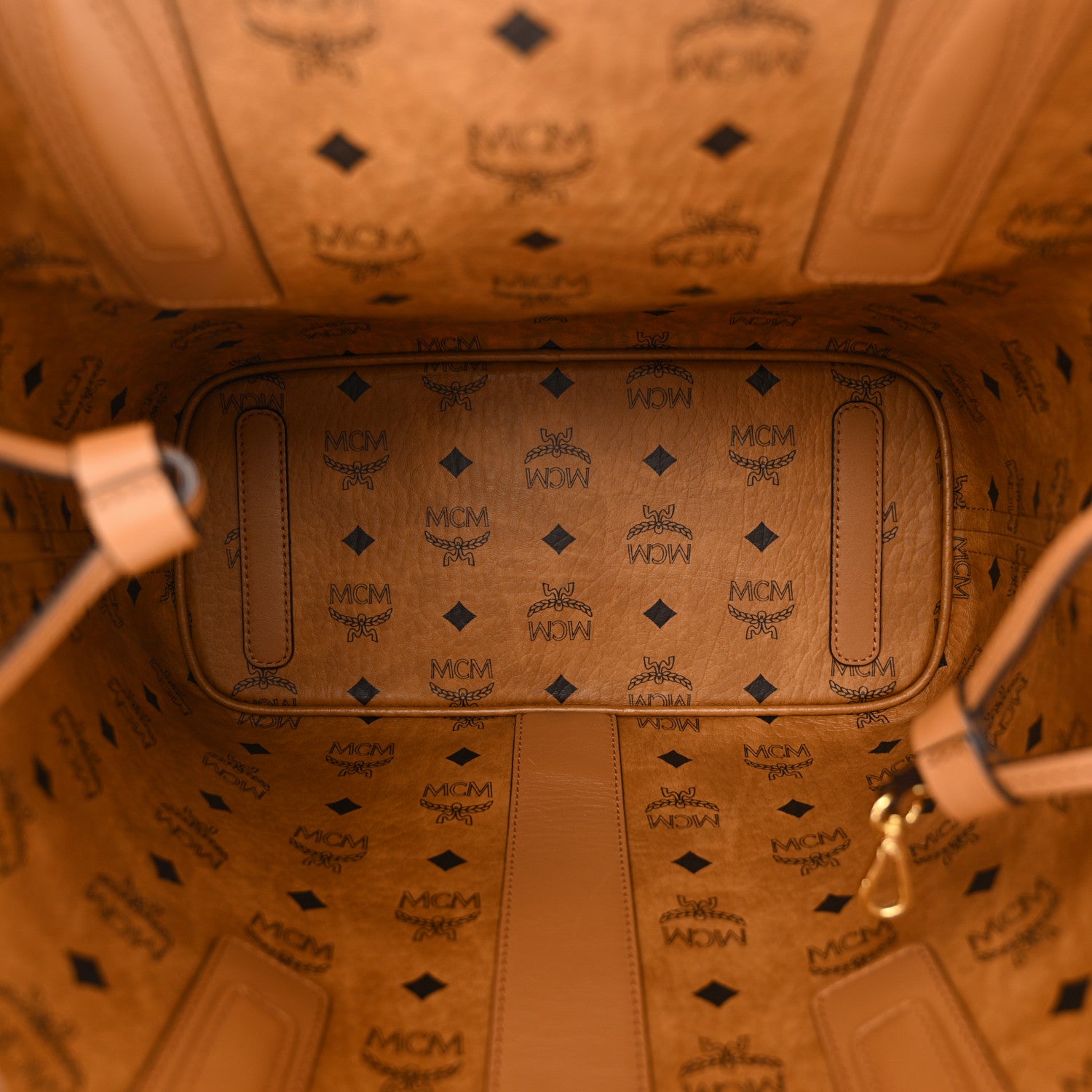 MCM Visetos Small Liz Reversible Shopper Tote Cognac 9 of 17