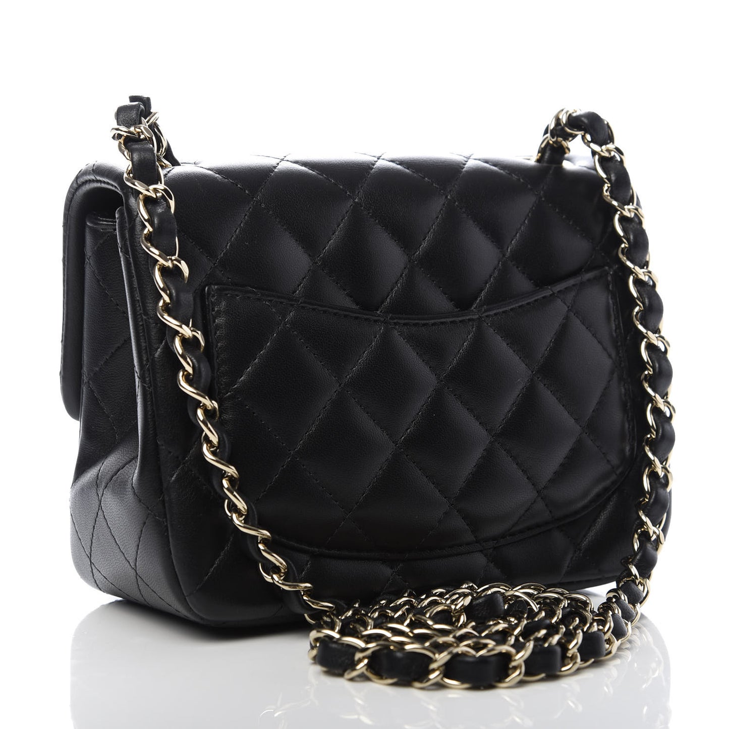Lambskin Quilted Mini Square Flap Black
